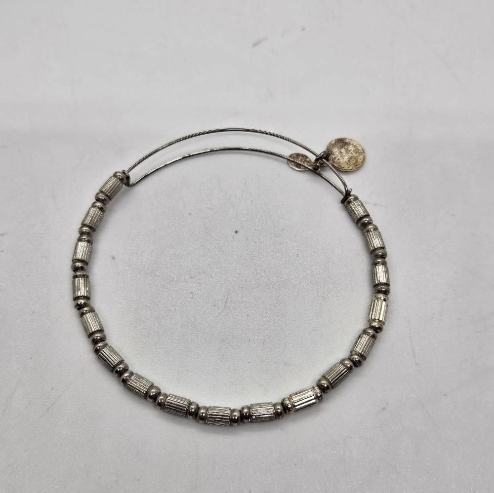 Alex and Ani Tigris beaded expandable bangle bracelet rafaelian silver